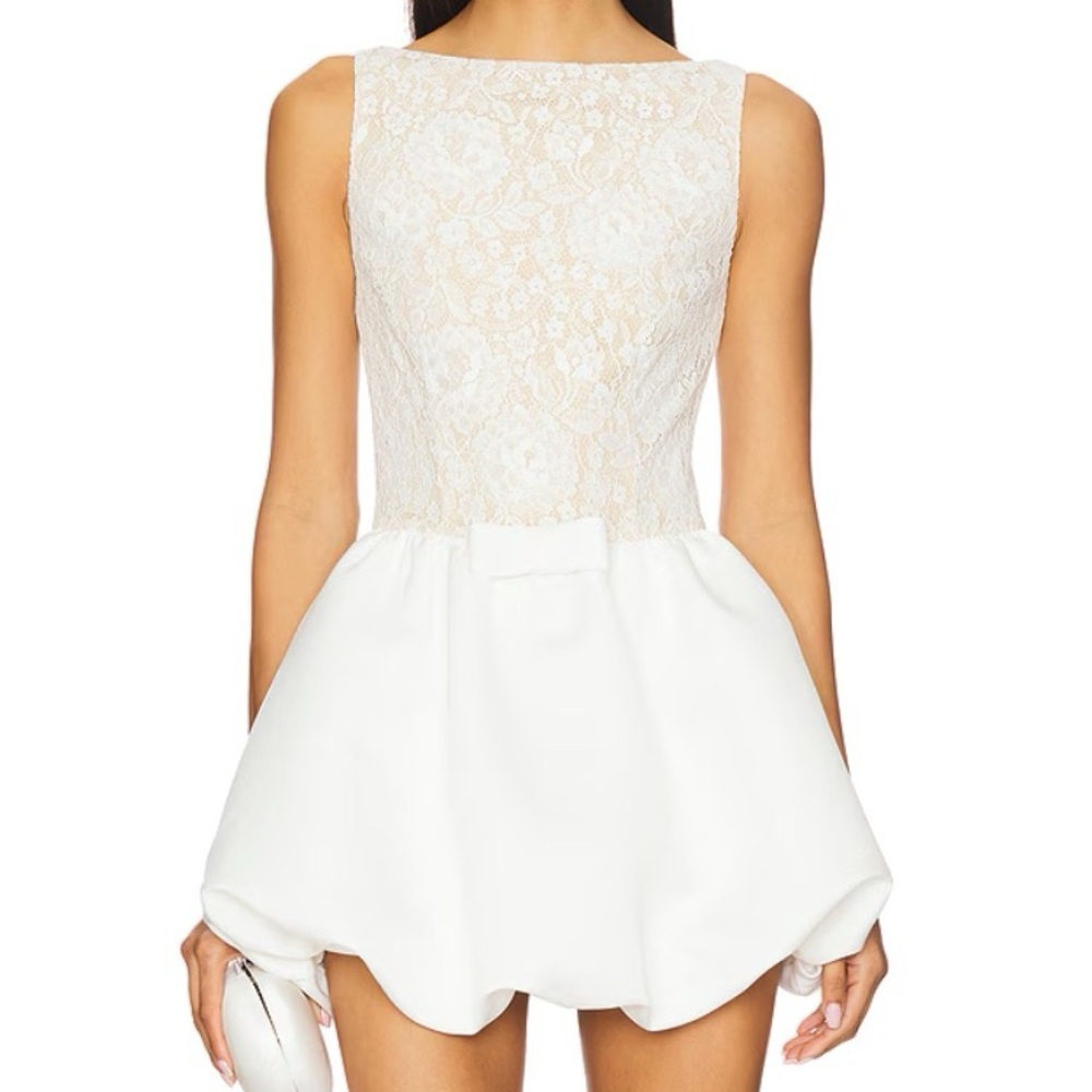 Lovers + Friends Lace Bodice Mini Dress in Cream and White